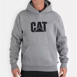 NWT CAT Caterpillar Trademark Men’s Grey and Black Hoodie Sweatshirt SZ Large